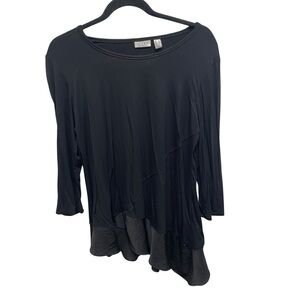 Logo Lori Goldstein layered hem shirt black long sleeve women’s M whimsigoth